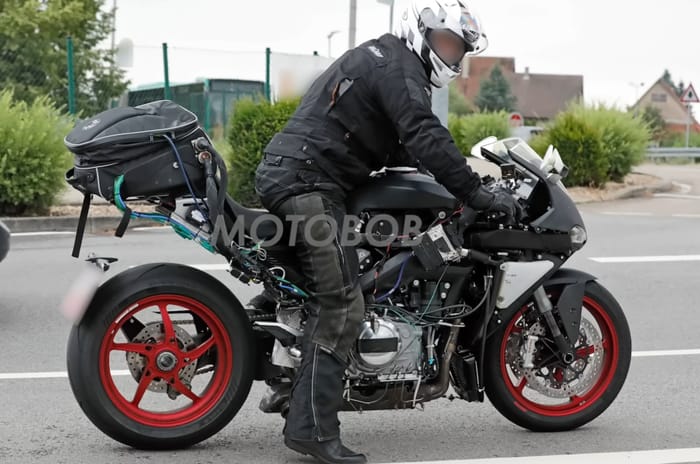 Norton V4 test mule spotted confirming teaser design